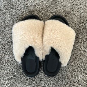 Cute black and fuzzy slides!
